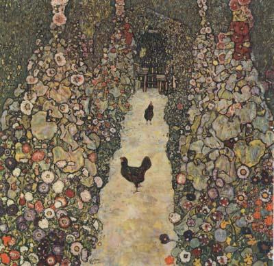 Gustav Klimt Garden Path with Chickens (mk20) oil painting image